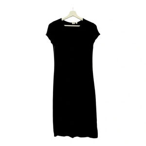 GAP Short Sleeve Crewneck Black Lined T-shirt Ribbed Midi Dress